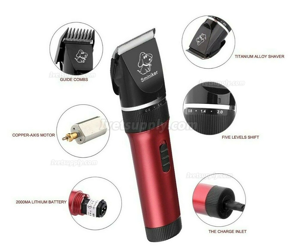 Pet Grooming Kit Dog Cat Clippers Combs Scissors Cordless Low Noise，Dog and cat